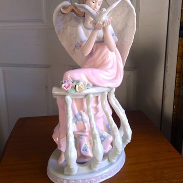 VINTAGE Angel Figurine, Hand Painted Ceramic Angel, Home Decor 