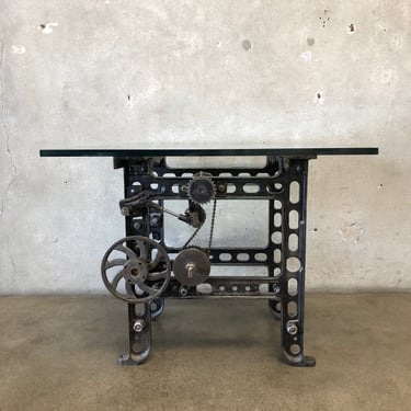 Industrial Table With Custom Glass Top