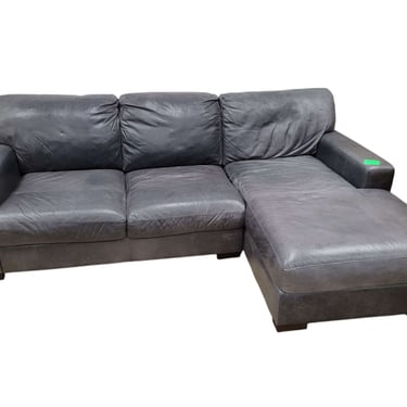 Gray Leather L-Shaped Sectional