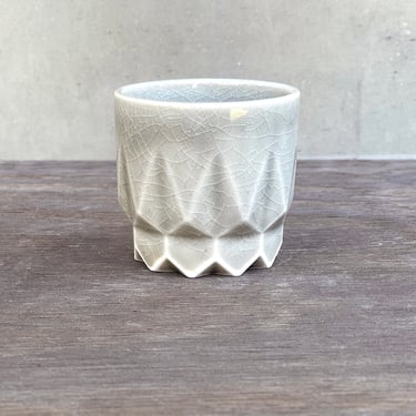 Porcelain Ceramic "Hex" Cup  -  Glossy Crackle Celedon 