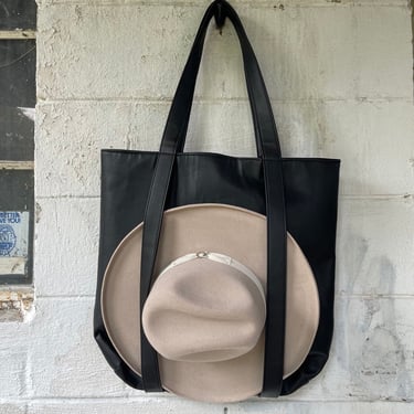 Black Leather Hat Carrier Bag