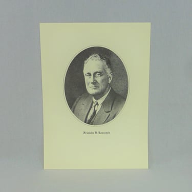 60s Franklin D Roosevelt Portrait - Print Lithograph Poster - President of the United States - Governor of New York - 8 3/4
