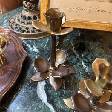 Brass Floral Candlestick