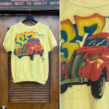 Vintage 1970’s Original Hot Rod ‘37 Ford Airbrush Artwork Sweatshirt, Reinero Artist, Drag Race, 70’s Vintage Clothing 