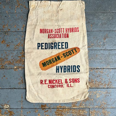 Vintage R.E. Nickel Morgan-Scott Hybrid Seed Sack Concord, IL 