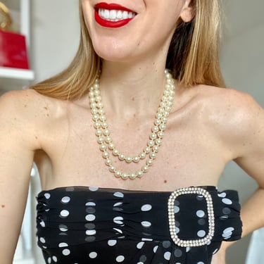Designer Bijoux Cascio Double Strand Faux Pearl Necklace