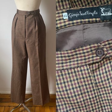 Neutral Gingham Classic Trousers by Giorgio Sant Angelo 