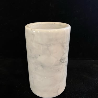 Modernist Postmodern White Marble Cylinder Vase