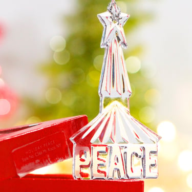VINTAGE: 1992 - Gorham Holiday Peace Crystal Ornament in Box - Style C566 - SKU 