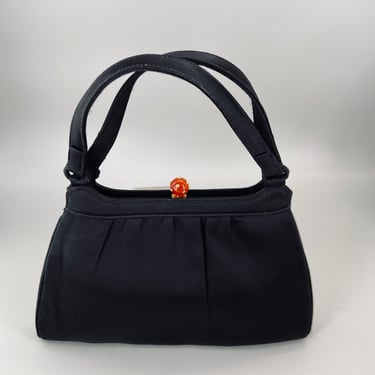 1950’s Lester Bags Bakelite & Black Satin Handbag Purse 