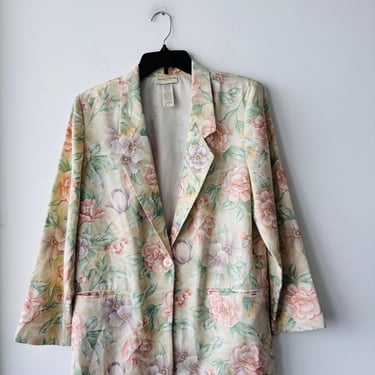 Vintage Jaclyn Smith Blazer Floral Pastel One Button Women’s 10 Cottagecore 