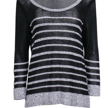 Rag &amp; Bone - Black &amp; Grey Striped Knit Sweater Sz M