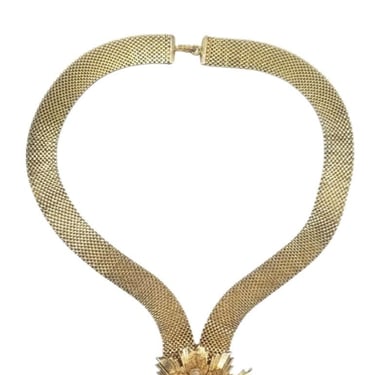 Rare Mid Century Nettie Rosenstein Gold Sunburst Buddah Necklace 