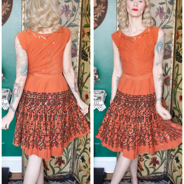 1950s Dress Set // Maya de Mexico 2pc Set // vintage 50s dress 