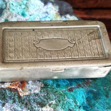 Victorian Metal Pill Box~Antique Primitive Etched Box~Rectangular Metal Pill Box~Pocket Pill Case~Match Box~Small Ring Box~JewelsandMetals 