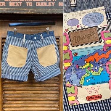 Vintage 1960’s -Deadstock- Peter Max Wrangler Denim Colorblock Jean Shorts Pants, 60’s Denim Shorts, Vintage Clothing 