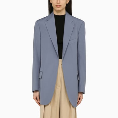 Dries Van Noten Light Blue Single-Breasted Jacket In Cotton Women