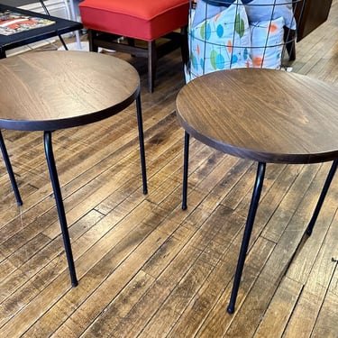 Mid Century Pair of Walnut Stacking Tables