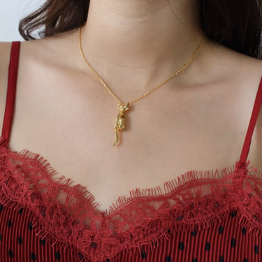 Vintage Golden Cat Necklace
