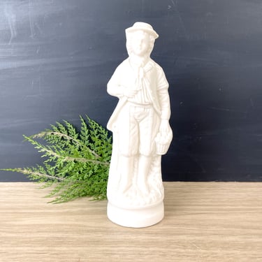 Victorian parian ware figural gardeners man with basket and shovel - antique figurine 