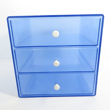 Vintage Blue InterDesign Plastic Desk Caddy Drawers - Clear Blue InterDesign Plastic Storage Box 