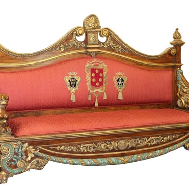 Antique Sofa, Exceptional, Italian Carved Walnut with Griffins, 19th C 1800s!!
