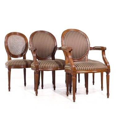 Baker Furniture French Louis XVI Mahogany and Cane Ballon Back Dining Chairs - Set of 6 