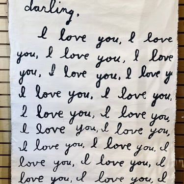 Canvas Wall Tarp | Darling I Love You | Inspirational Wall Hanging Poetry Tarp | Fabric Wall Hanging | Large Wall Textile Graphic Kids Room 