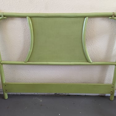 Vintage Rattan and Cane Green Queen/Double Headboard 