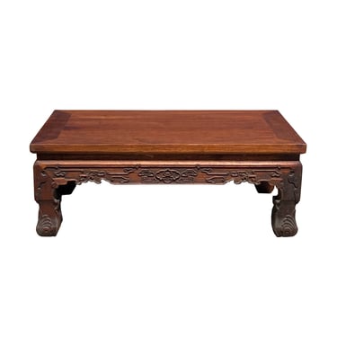 Brown Rosewood Oriental Scroll Carving Rectangular Display Table Stand ws2109E 