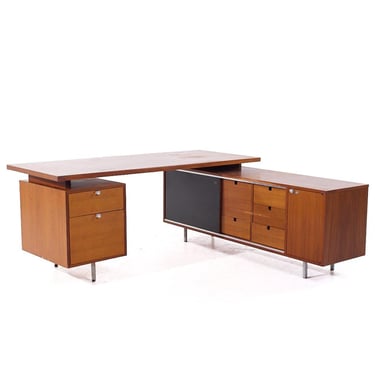 George Nelson for Herman Miller 9000 Series Mid Century Walnut Executive Corner Desk with Return - mcm 