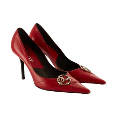 Dior Red Logo Pendant Heels