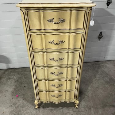 Classic faux French lingerie chest. 24” x 15.5” x 53” 