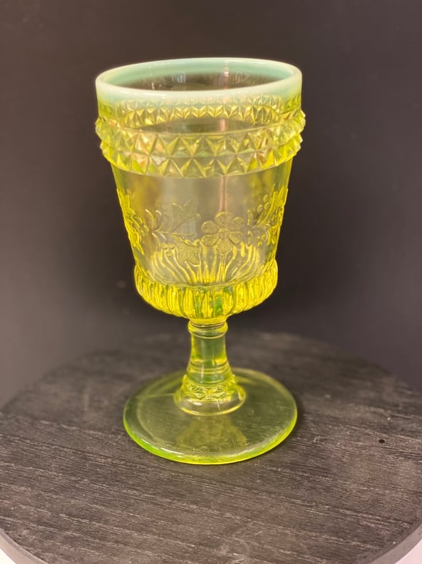 L.G. Wright Fenton Uranium Glass Goblet
