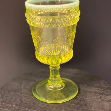 L.G. Wright Fenton Uranium Glass Goblet