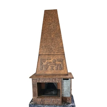 Mid-Century Modern Brutalist Style Sculptural Fireplace Form Bar Cabinet 