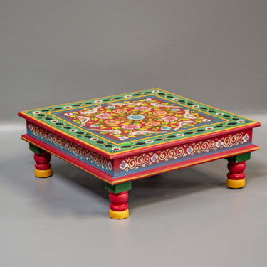 Low Folk Art Painted Indian Table