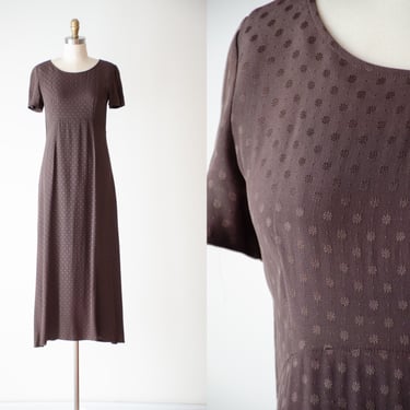 Laura Ashley dress | 90s vintage brown jacquard regency cottagecore minimalist maxi dress 