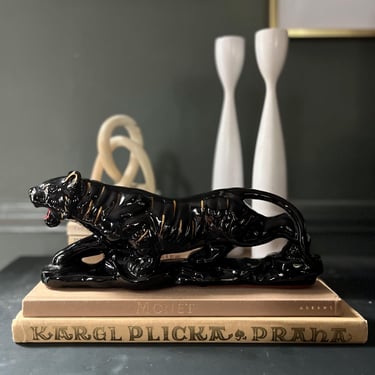 Vintage Black Ceramic Tiger 