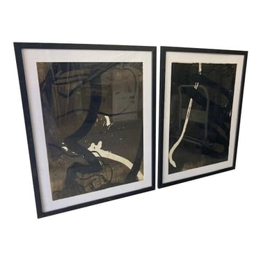 Set of Original Signed Mid Century Abstract Paintings by Francine Simonin 