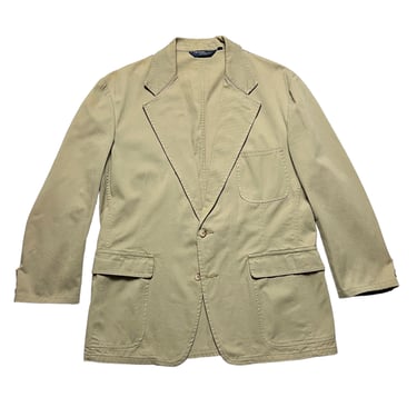 Vintage 1980s POLO RALPH LAUREN Cotton Canvas Sport Coat ~ size 44 (Large) ~ jacket / blazer ~ Preppy / Ivy / Trad ~ Hunting / Safari 