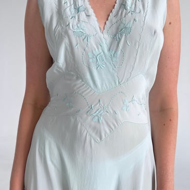 1930's Pale Blue Silk Slip Dress