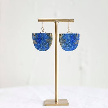 Regina Chang - Lapis Lazuli Moon Discs Earrings