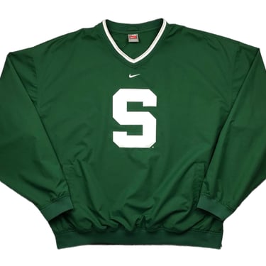 Vintage 90s Nike Team Michigan State University Spartans Center Swoosh Windbreaker Pullover Jacket Size XL/XXL 