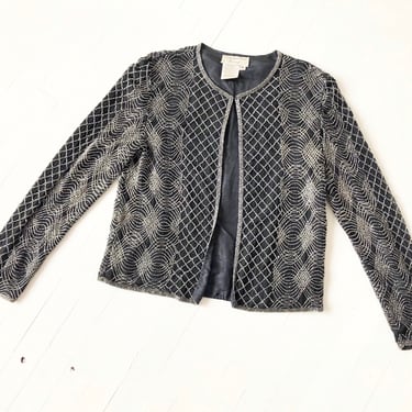 1980s Beaded Silk Cardigan Jacket 