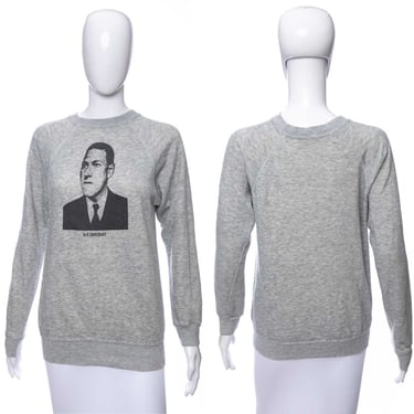 1970's Sportswear H.P. Lovecraft Rare Heather Gray Long Sleeve Graphic Print Sweatshirt Size S