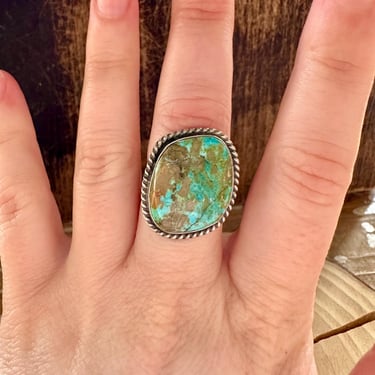 POND Full of TURQUOISE Sterling Silver Ring | S SKEETS Hallmark | Native American Navajo Southwestern Jewelry | Southwestern | Size 6 