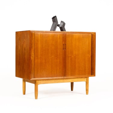 Danish Modern / Mid Century Compact Teak Credenza / Console — Tambour Doors —  Hans C. Andersen — B 