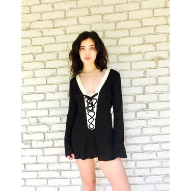 70 inch black dresser Retro Stage Colorblock Sleeveless Shift Mini Dress Black & White main image 0