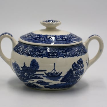 vintage Blue Willow sugar bowl 